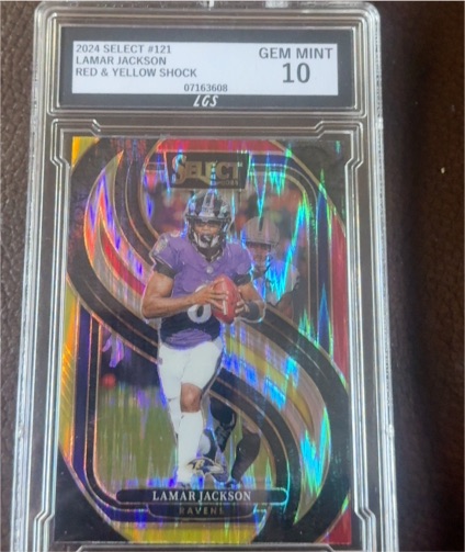 2024 Panini Select #121 Lamar Jackson Red & Yellow Shock — front