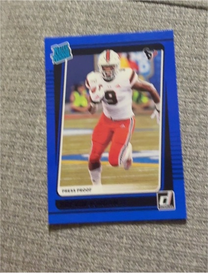 2021 Donruss #5 Jaylen Waddle Blue Press Proof Rated Rookie — front
