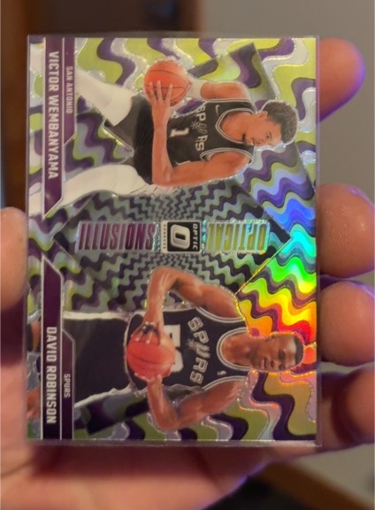 2024-25 Panini Donruss Optic Optical Illusions #5 Victor Wembanyama & David Robinson — front