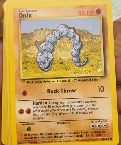 1999 Pokémon #56 Onix — front