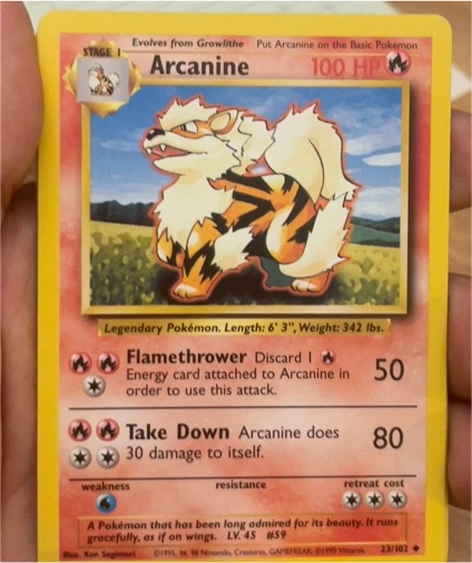 1999 Pokémon Base Set #23 Arcanine — front