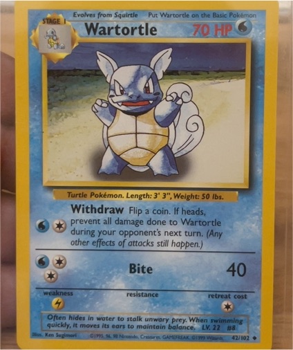 1999 Pokémon #42 Wartortle — front