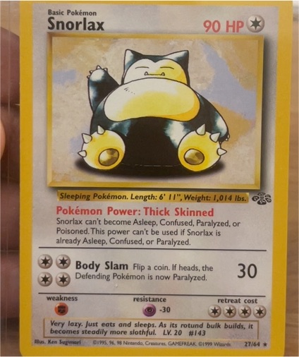 1999 Pokémon Jungle #27 Snorlax — front