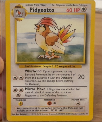 1999 Pokémon #22 Pidgeotto — front