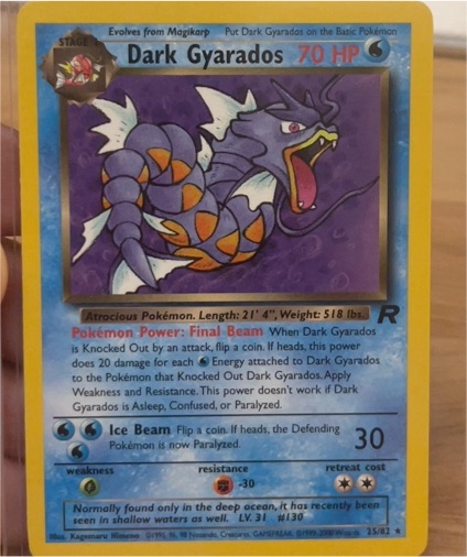 1999 Pokémon Team Rocket #25 Dark Gyarados — front