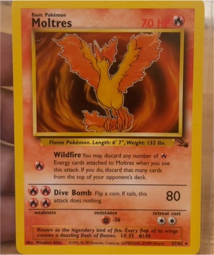 1999 Pokémon Fossil #27 Moltres — front