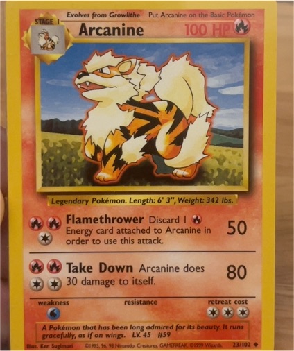 1999 Pokémon Base Set #23 Arcanine — front