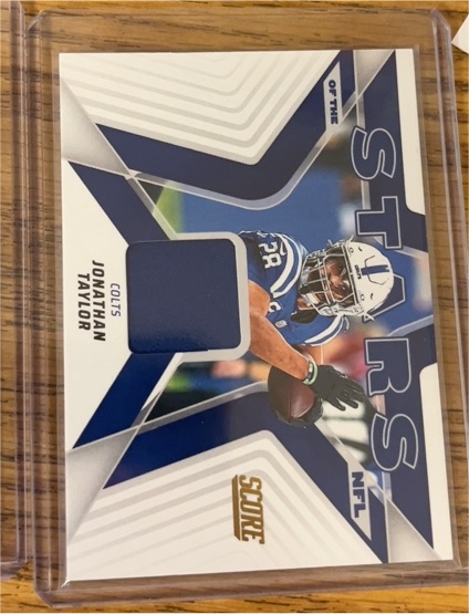 2025 Panini Score #SNJ-JTR Jonathan Taylor Stars of the NFL Jersey Patch — front
