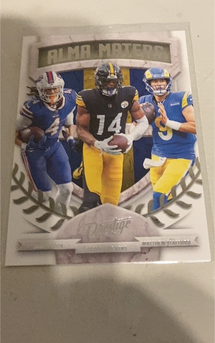 2024 Panini Prestige Alma Maters #21 James Cook / George Pickens / Matthew Stafford — front