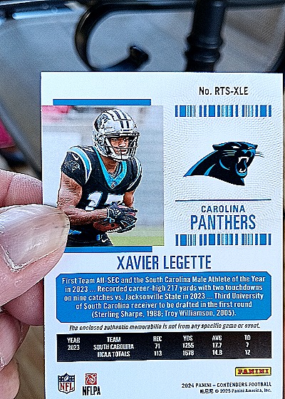2024 Panini Contenders Rookie Ticket #RTS-XLE Xavier Legette — back