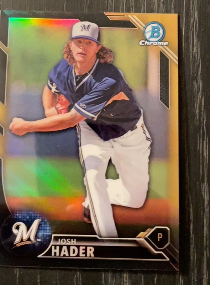 2016 Bowman Chrome #BCP216 Josh Hader Prospects Black & Gold — front