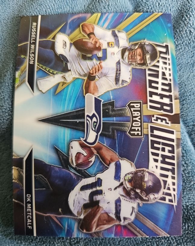 2021 Panini Playoff Thunder & Lightning #TL-10 Russell Wilson / DK Metcalf — front