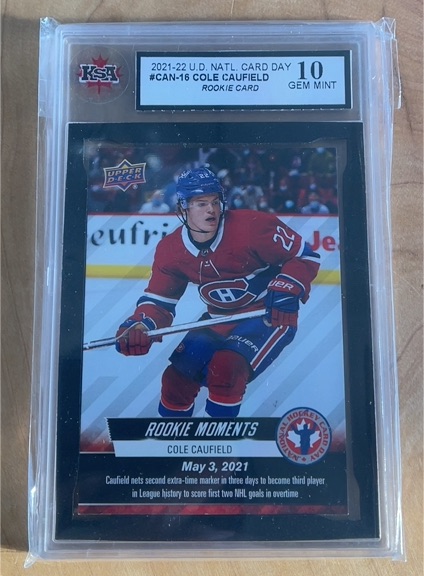 2022 Upper Deck National Hockey Card Day #CAN-16 Cole Caufield Rookie Moments — front
