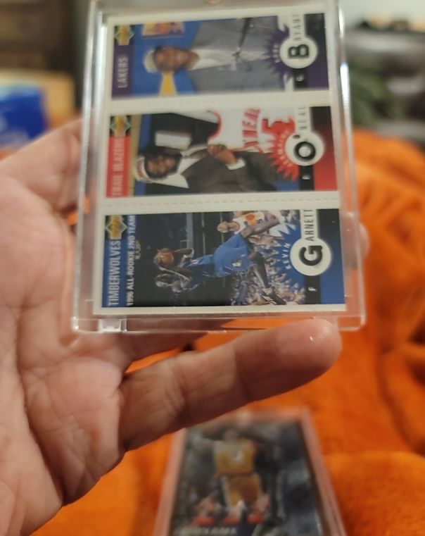 1996-97 Upper Deck Collector's Choice Mini-Cards #M129-158-139 Kobe Bryant, Kevin Garnett, Jermaine O'Neal Rookie Card — front
