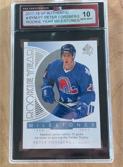 2017-18 Upper Deck SP Authentic Rookie Year Milestones #RYM-PF Peter Forsberg — front
