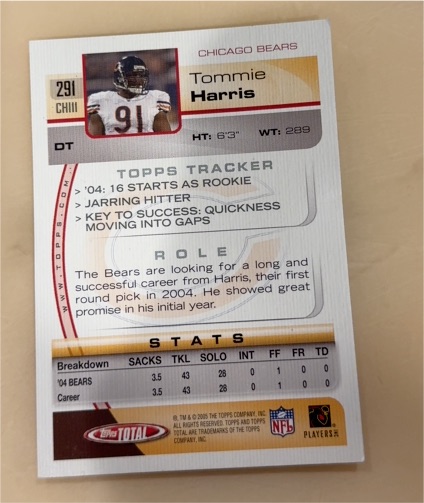 2005 Topps Total #291 Tommie Harris — front
