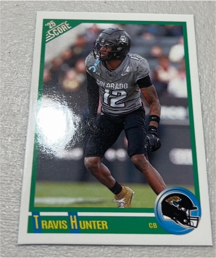 2025 Panini Score #5 Travis Hunter Anniversary Rookie — front