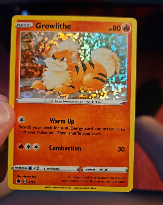 2022 Pokémon McDonald's 4/15 Growlithe Holo Promo — front