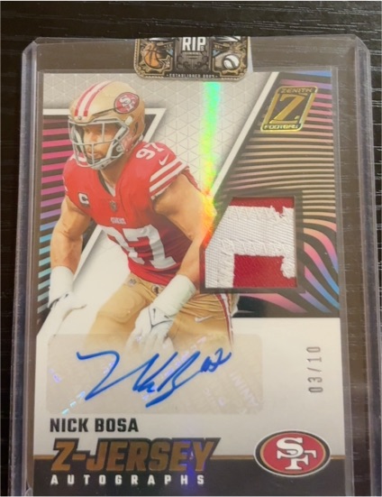 2023 Panini Zenith Z-Jersey Auto Patch #031/110 Nick Bosa — front
