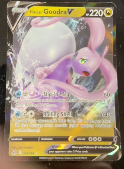 2022 Pokémon Sword & Shield Lost Origin #135 Hisuian Goodra V — front