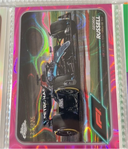 2024 Topps Chrome Formula 1 #77 George Russell Pink Lava — front