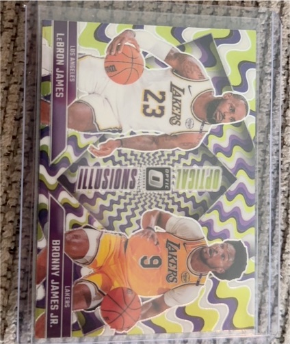 2024-25 Donruss Optic Optical Illusions #2 LeBron James & Bronny James Jr. — front