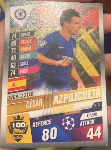 2019 Topps Match Attax 101 #W100 César Azpilicueta — front
