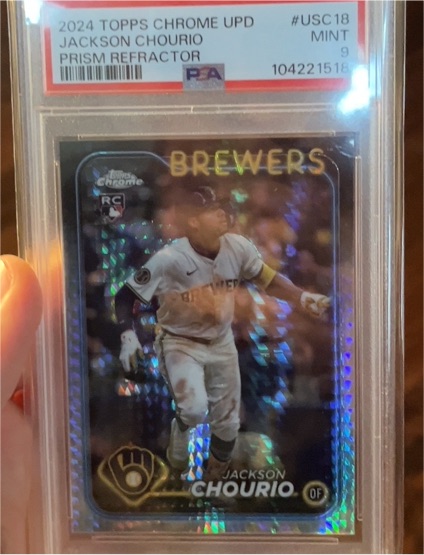 2024 Topps Chrome Update #USC18 Jackson Chourio Prism Refractor — front