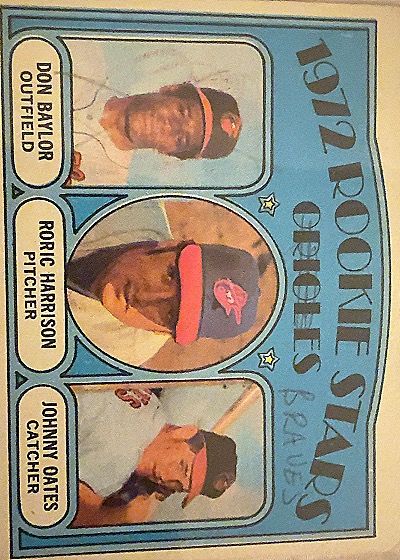 1972 Topps #474 Don Baylor/Roric Harrison/Johnny Oates — front