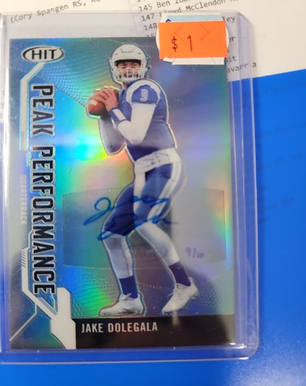 2019 Sage Hit Peak Performance Autograph #Jake Dolegala — front