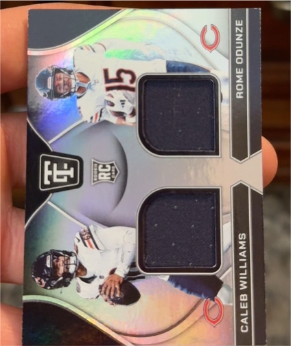 2024 Panini Totally Certified Rookie Dual Swatches Rome Odunze / Caleb Williams — front