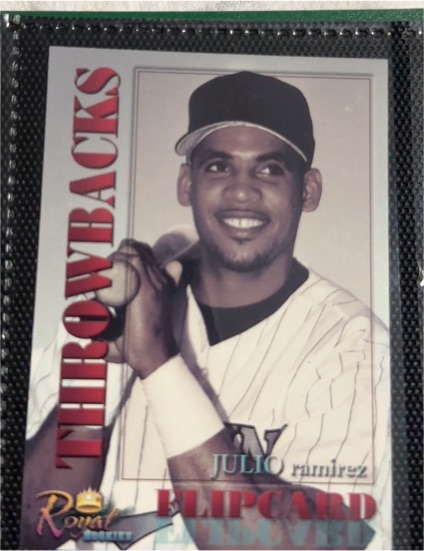 2001 Royal Rookies Throwbacks Flipcard Julio Ramirez — front