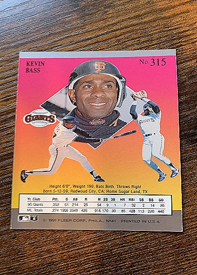 1991 Fleer Ultra #315 Kevin Bass — back