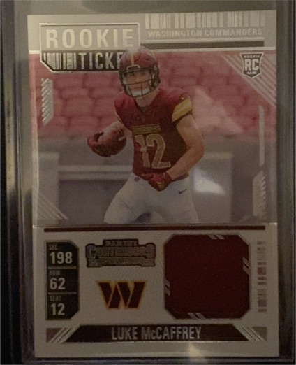 2024 Panini Contenders Rookie Ticket #RTS-LMY Luke McCaffrey — front