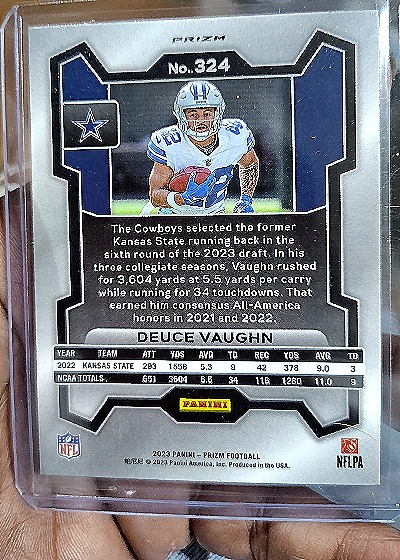 2023 Panini Prizm #324 Deuce Vaughn — back