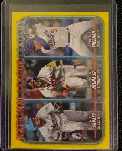 2024 Topps #206 National League Batting Average Luis Arraez / Ronald Acuna Jr. / Freddie Freeman — front