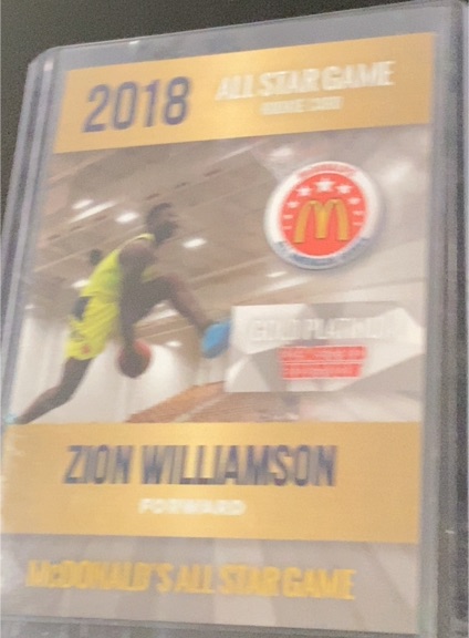 2018 McDonald's All Star Game Zion Williamson — front
