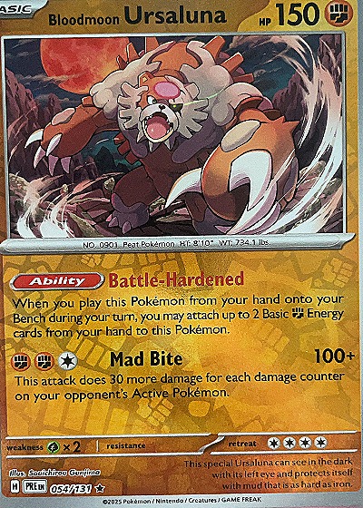 2025 Pokémon Scarlet & Violet Prismatic Evolutions #054 Bloodmoon Ursaluna — front