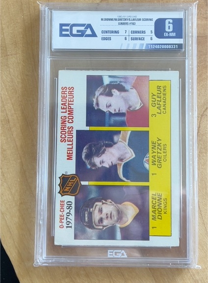 1980 O-Pee-Chee #163 Marcel Dionne / Wayne Gretzky / Guy Lafleur Scoring Leaders — front