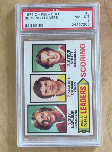 1977 O-Pee-Chee #3 Scoring Leaders Guy Lafleur Marcel Dionne Steve Shutt — front