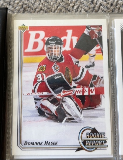 1992-93 Upper Deck #366a Dominik Hasek Rookie Report Chicago Blackhawks — front