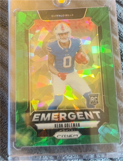 2024 Panini Prizm #16 Keon Coleman Emergent Green Ice — front