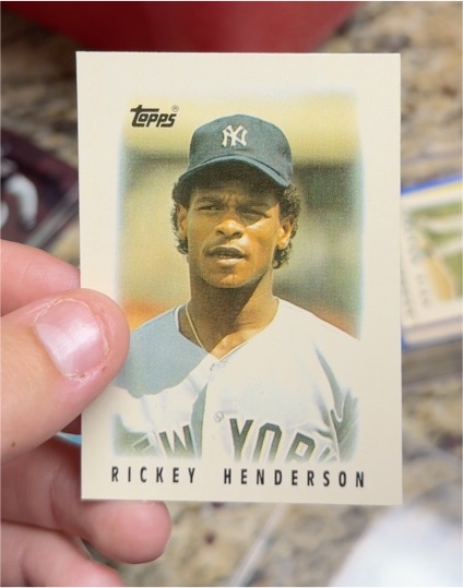 1986 Topps Mini #27 Rickey Henderson — front