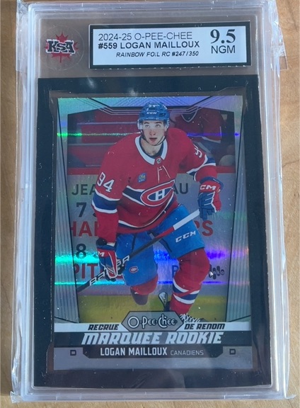 2024-25 O-Pee-Chee #559 Logan Mailloux Marquee Rookie Rainbow Foil RC — front