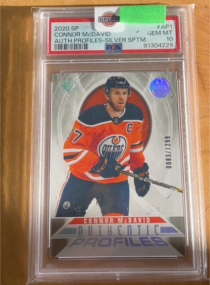 2020-21 Upper Deck SP Authentic #AP-1 Connor McDavid Authentic Profiles Silver Spectrum — front