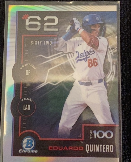 2025 Bowman Chrome Scouts Top 100 #BTP-62 Eduardo Quintero — front