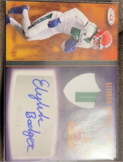 2024 SAGE Elijah Boozer Autograph Patch Card — front