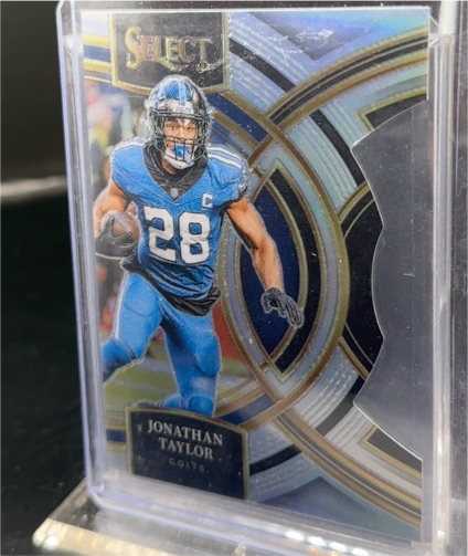 2023 Panini Select #127 Jonathan Taylor Premier Level Red Blue Prizm Die-Cut — front