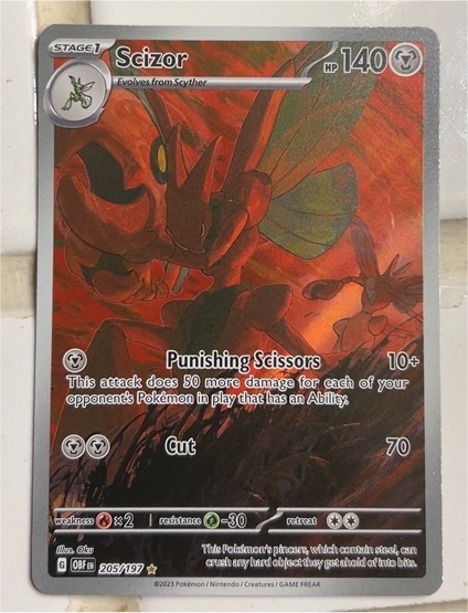 2023 Pokémon TCG #205 Scizor Obsidian Flames Illustration Rare — front