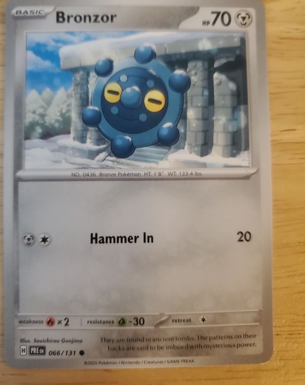 2025 Pokémon Scarlet & Violet Prismatic Evolutions #066 Bronzor — front
